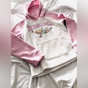 Disney Pink and White Tinker Bell Fleece Hoodie